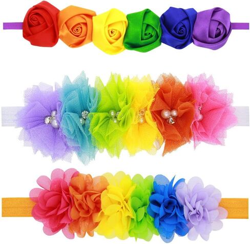 Rainbow Flower Headband Baby Girls Rainbow Floral Hair Band Flower Headwear BBG35 (A2) in Saudi Arabia