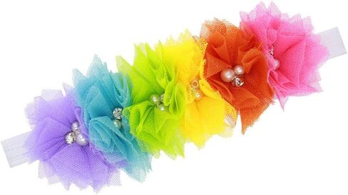 Rainbow Flower Headband Baby Girls Rainbow Floral Hair Band Flower Headwear BBG35 (A2) in Saudi Arabia