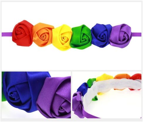 Rainbow Flower Headband Baby Girls Rainbow Floral Hair Band Flower Headwear BBG35 (A2) in Saudi Arabia