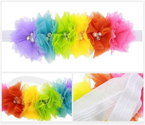 Rainbow Flower Headband Baby Girls Rainbow Floral Hair Band Flower Headwear BBG35 (A2) in Saudi Arabia