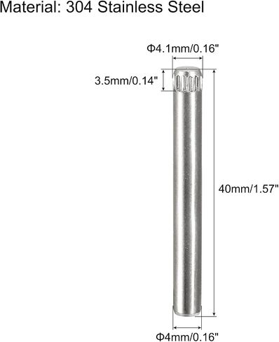 uxcell 4.1x40mm 304 Stainless Steel Dowel Pins, 80Pcs Knurled Head Flat Chamfered End Dowel Pin, Cylindrical Pin Locating Dowel Support Bed Shelf Pegs Support Shelves Fasten Elements in Saudi Arabia