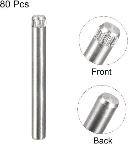 uxcell 4.1x40mm 304 Stainless Steel Dowel Pins, 80Pcs Knurled Head Flat Chamfered End Dowel Pin, Cylindrical Pin Locating Dowel Support Bed Shelf Pegs Support Shelves Fasten Elements in Saudi Arabia