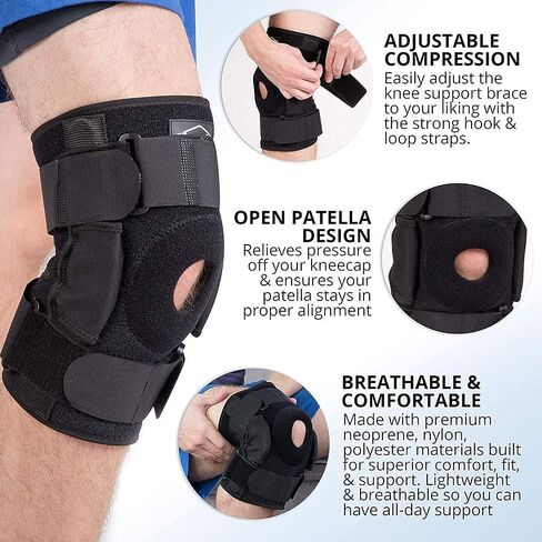 Dynamic Gear Knee Brace (Standard) | Best Knee Support/Sleeve for Running, Weight Lifting, Gym, Arthritis, Knee Pain Relief | Knee Braces/Supports, Knee Sleeves, Patella Tendon Knee Strap | Men&Women in Saudi Arabia