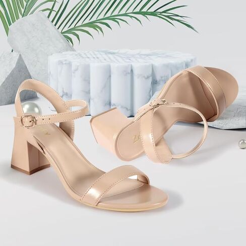 ZriEy Mid-height Chunky Block Heels for Women Heeled Sandals 2.8 Inch Open Toe Adjustable Ankle Strap Heels for Weddings Parties Daily Wear Shoes in Saudi Arabia