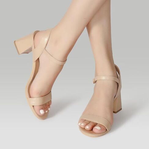 ZriEy Mid-height Chunky Block Heels for Women Heeled Sandals 2.8 Inch Open Toe Adjustable Ankle Strap Heels for Weddings Parties Daily Wear Shoes in Saudi Arabia