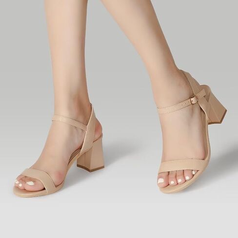 ZriEy Mid-height Chunky Block Heels for Women Heeled Sandals 2.8 Inch Open Toe Adjustable Ankle Strap Heels for Weddings Parties Daily Wear Shoes in Saudi Arabia