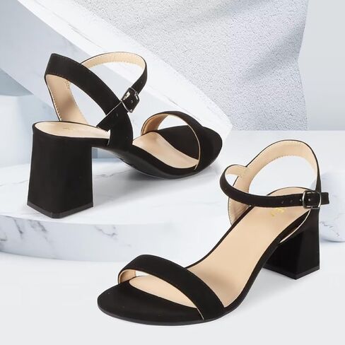 ZriEy Mid-height Chunky Block Heels for Women Heeled Sandals 2.8 Inch Open Toe Adjustable Ankle Strap Heels for Weddings Parties Daily Wear Shoes in Saudi Arabia