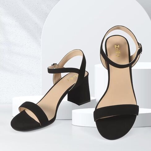 ZriEy Mid-height Chunky Block Heels for Women Heeled Sandals 2.8 Inch Open Toe Adjustable Ankle Strap Heels for Weddings Parties Daily Wear Shoes in Saudi Arabia