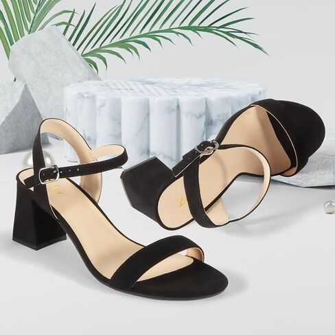 ZriEy Mid-height Chunky Block Heels for Women Heeled Sandals 2.8 Inch Open Toe Adjustable Ankle Strap Heels for Weddings Parties Daily Wear Shoes in Saudi Arabia