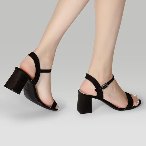 ZriEy Mid-height Chunky Block Heels for Women Heeled Sandals 2.8 Inch Open Toe Adjustable Ankle Strap Heels for Weddings Parties Daily Wear Shoes in Saudi Arabia