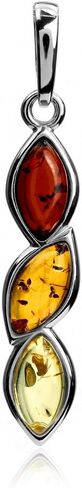 Multicolor Amber Sterling Silver Pendant Necklace Chain 18 Inches in Saudi Arabia
