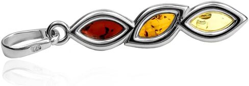 Multicolor Amber Sterling Silver Pendant Necklace Chain 18 Inches in Saudi Arabia