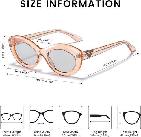 DUCO Retro Oval Sunglasses for Women Clout Glasses Vintage Polarized Cat Eye Sun Glass UV 400 Protection 1223 in Kuwait