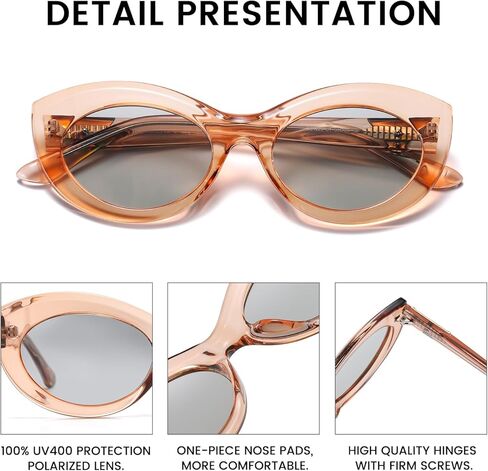 DUCO Retro Oval Sunglasses for Women Clout Glasses Vintage Polarized Cat Eye Sun Glass UV 400 Protection 1223 in Kuwait