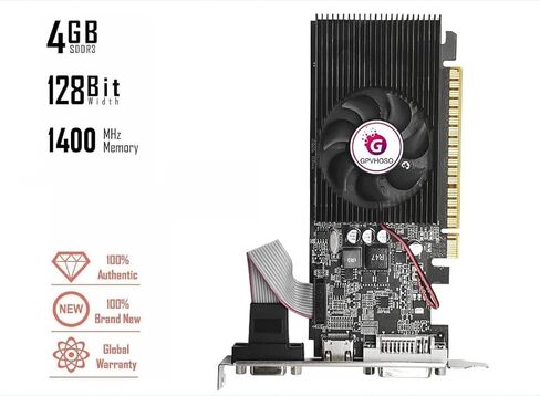 بطاقة رسومات GT 730 سعة 4 جيجابايت DDR3، 128 بت DirectX 11 PCIe x16 وحدة معالجة الرسومات الجرافيكية للكمبيوتر منخفضة المستوى للعمل، بطاقة فيديو للألعاب لسطح المكتب بمخرج VGA/DVI-D/HDMI تدعم 2K مع دعامة in Kuwait