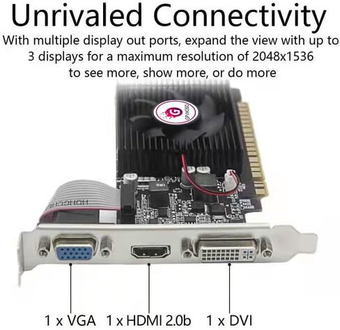 بطاقة رسومات GT 730 سعة 4 جيجابايت DDR3، 128 بت DirectX 11 PCIe x16 وحدة معالجة الرسومات الجرافيكية للكمبيوتر منخفضة المستوى للعمل، بطاقة فيديو للألعاب لسطح المكتب بمخرج VGA/DVI-D/HDMI تدعم 2K مع دعامة in Kuwait