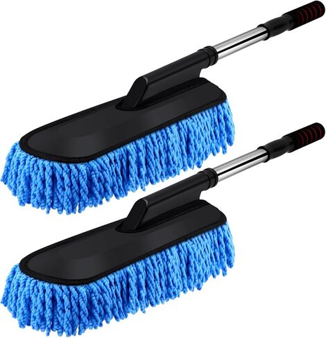 2 Pack Microfiber Car Duster with Extendable Handle for Cleaning Car Dust Brush Set for Car Exterior Interior Cleaning Tools in Saudi Arabia