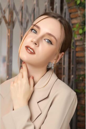 Sterling Silver Freshwater Cultured Semi-Round White Pearl Leverback Dangle Earrings for Women Girls in Kuwait
