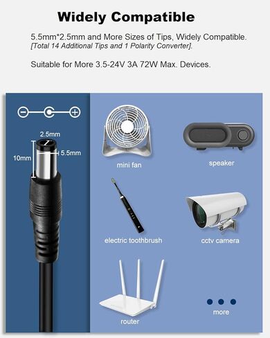 72 واط مصدر طاقة متغير قابل للتعديل تيار مستمر 3 فولت ~ 24 فولت 3 أمبير محول إمداد الطاقة 100-240 فولت تيار متردد إلى تيار مستمر محول 3-24 فولت 3 أمبير محول قابل للتعديل، 14 طرف و1 كابل قطبية عكسية in Kuwait