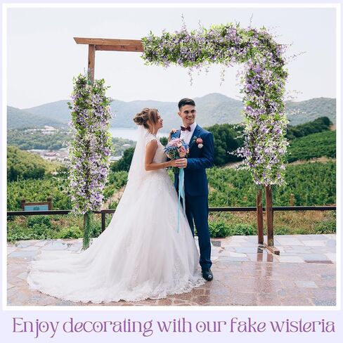 Crowye 10 Pcs 72 ft Artificial Flowers Silk Wisteria Garland Artificial Wisteria Vine Silk Hanging Flower Decorations Flower Vines for Wall Wedding Arch Party Backdrop Home Garden Outdoor (Pink) in Saudi Arabia