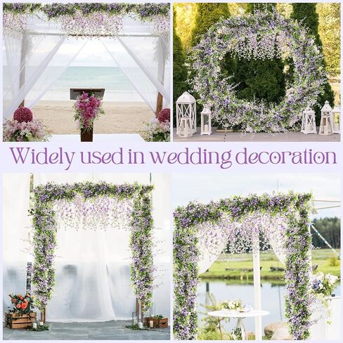 Crowye 10 Pcs 72 ft Artificial Flowers Silk Wisteria Garland Artificial Wisteria Vine Silk Hanging Flower Decorations Flower Vines for Wall Wedding Arch Party Backdrop Home Garden Outdoor (Pink) in Saudi Arabia