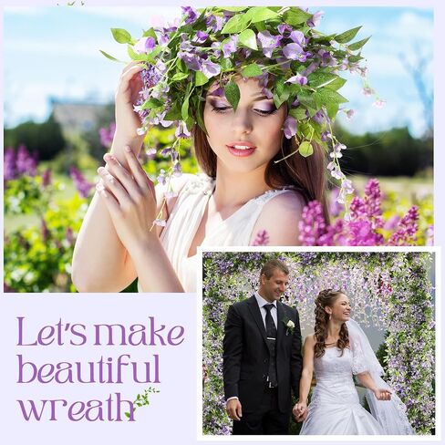 Crowye 10 Pcs 72 ft Artificial Flowers Silk Wisteria Garland Artificial Wisteria Vine Silk Hanging Flower Decorations Flower Vines for Wall Wedding Arch Party Backdrop Home Garden Outdoor (Pink) in Saudi Arabia
