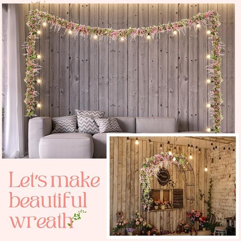 Crowye 10 Pcs 72 ft Artificial Flowers Silk Wisteria Garland Artificial Wisteria Vine Silk Hanging Flower Decorations Flower Vines for Wall Wedding Arch Party Backdrop Home Garden Outdoor (Pink) in Saudi Arabia