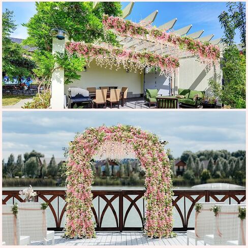 Crowye 10 Pcs 72 ft Artificial Flowers Silk Wisteria Garland Artificial Wisteria Vine Silk Hanging Flower Decorations Flower Vines for Wall Wedding Arch Party Backdrop Home Garden Outdoor (Pink) in Saudi Arabia