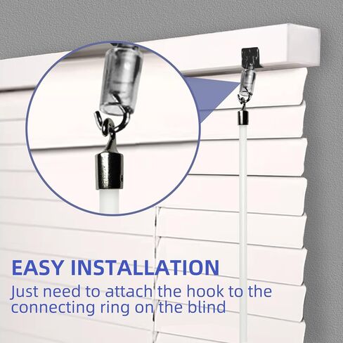 استبدال العصا العمياء مقاس 17 بوصة مع خطاف ومقبض، 4 قطع من الستائر الرأسية المصنوعة من الألياف الزجاجية قطع غيار فتاحة العصا العمياء لباب المنزل وستائر السحب، باللون الأبيض in Kuwait