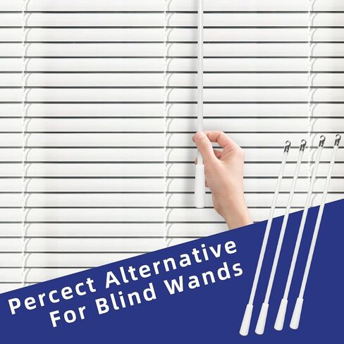 استبدال العصا العمياء مقاس 17 بوصة مع خطاف ومقبض، 4 قطع من الستائر الرأسية المصنوعة من الألياف الزجاجية قطع غيار فتاحة العصا العمياء لباب المنزل وستائر السحب، باللون الأبيض in Kuwait