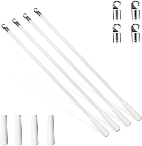 استبدال العصا العمياء مقاس 17 بوصة مع خطاف ومقبض، 4 قطع من الستائر الرأسية المصنوعة من الألياف الزجاجية قطع غيار فتاحة العصا العمياء لباب المنزل وستائر السحب، باللون الأبيض in Kuwait