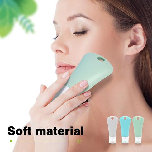 travel bottle set for dispensing toiletries (with label), leak-proof silicone (BPA-free) squeezable refillable liquid travel accessories for cosmetics, shampoo and lotion soap (3PCS) (3 oz) in Saudi Arabia