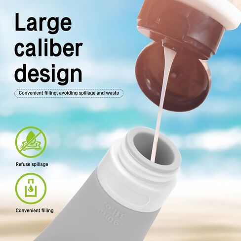 travel bottle set for dispensing toiletries (with label), leak-proof silicone (BPA-free) squeezable refillable liquid travel accessories for cosmetics, shampoo and lotion soap (3PCS) (3 oz) in Saudi Arabia