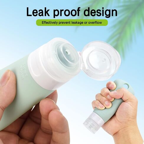 travel bottle set for dispensing toiletries (with label), leak-proof silicone (BPA-free) squeezable refillable liquid travel accessories for cosmetics, shampoo and lotion soap (3PCS) (3 oz) in Saudi Arabia