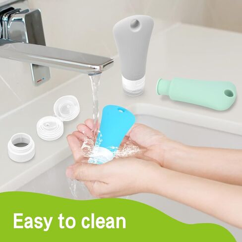 travel bottle set for dispensing toiletries (with label), leak-proof silicone (BPA-free) squeezable refillable liquid travel accessories for cosmetics, shampoo and lotion soap (3PCS) (3 oz) in Saudi Arabia
