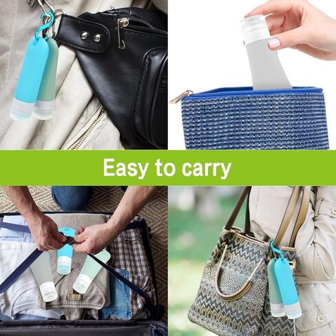 travel bottle set for dispensing toiletries (with label), leak-proof silicone (BPA-free) squeezable refillable liquid travel accessories for cosmetics, shampoo and lotion soap (3PCS) (3 oz) in Saudi Arabia