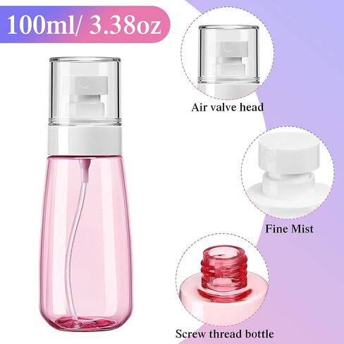 Hushee 36 Pcs Travel Spray Bottle 100 Ml/ 3.4 oz Leak Proof Fine Mist Spray Bottles Empty Mini Makeup Face Spray Bottle Clear Refillable Travel Containers for Perfume Cosmetic Essential Oil, 3 Color in Saudi Arabia