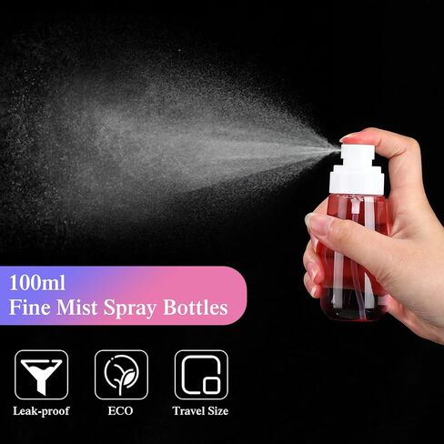 Hushee 36 Pcs Travel Spray Bottle 100 Ml/ 3.4 oz Leak Proof Fine Mist Spray Bottles Empty Mini Makeup Face Spray Bottle Clear Refillable Travel Containers for Perfume Cosmetic Essential Oil, 3 Color in Saudi Arabia