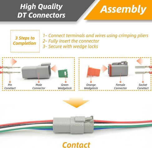 116PCS Deutsch Connector Kit, DT 2 3 4 6 8 12 Pin Connectors, IP67 Waterproof Electrical Connectors Plug with 40 Pairs Size 16 Stamped Contacts for Car Truck Boat, 116PCS(Stamped Contacts) in Saudi Arabia