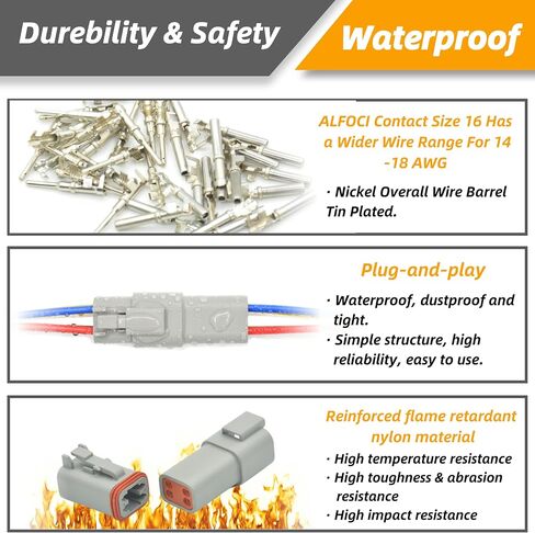 116PCS Deutsch Connector Kit, DT 2 3 4 6 8 12 Pin Connectors, IP67 Waterproof Electrical Connectors Plug with 40 Pairs Size 16 Stamped Contacts for Car Truck Boat, 116PCS(Stamped Contacts) in Saudi Arabia