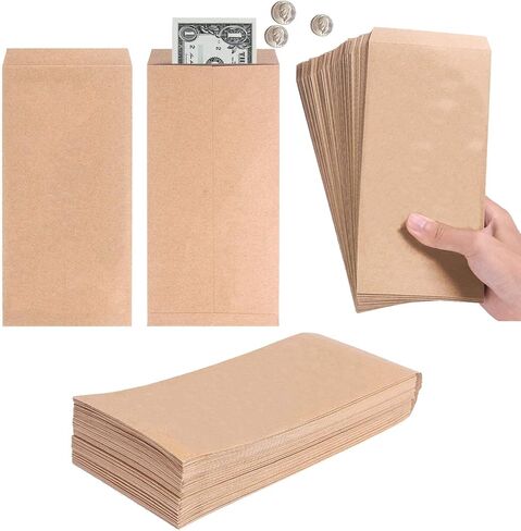 مظاريف نقدية، 4.3 × 8.7 بوصة، 50 عبوة من مظاريف نقود كرافت للنقود، والميزانية، والعملات المعدنية، والبذور، ومظاريف الودائع، وحافظ تمويل الميزانية (بني، 4.3 × 8.7 بوصة) in Kuwait