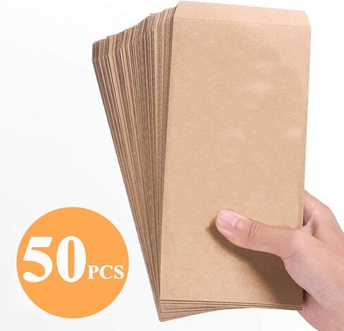 مظاريف نقدية، 4.3 × 8.7 بوصة، 50 عبوة من مظاريف نقود كرافت للنقود، والميزانية، والعملات المعدنية، والبذور، ومظاريف الودائع، وحافظ تمويل الميزانية (بني، 4.3 × 8.7 بوصة) in Kuwait