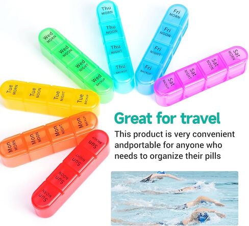 Pill Organizer 4 Times a Day, Betife Weekly Pill Box 7 Day 4 Times, Weekly Pill Case, Travel Pill Dispenser 7 Day with 28 Copartments for Medication, Vitamins and Supplements in Kuwait