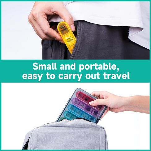 Pill Organizer 4 Times a Day, Betife Weekly Pill Box 7 Day 4 Times, Weekly Pill Case, Travel Pill Dispenser 7 Day with 28 Copartments for Medication, Vitamins and Supplements in Kuwait