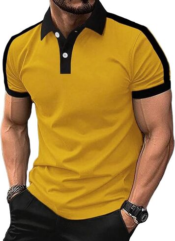 SOLY HUX Men's Button Front Golf Shirt Top Short Sleeve Collared Neck T-Shirts in Saudi Arabia