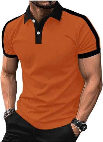 SOLY HUX Men's Button Front Golf Shirt Top Short Sleeve Collared Neck T-Shirts in Saudi Arabia