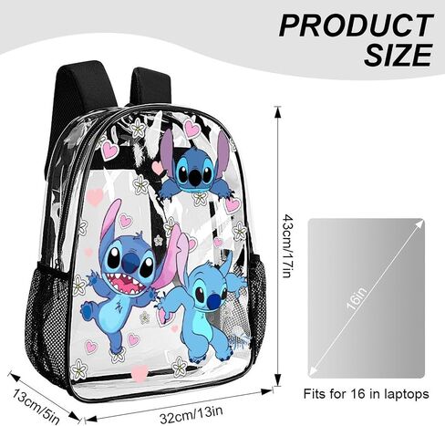 Clear Backpack Transparent Bag for Use in,life,travel,business Trips And Other Scenarios Universal for Boys Girls, 43x32x13cm in Saudi Arabia