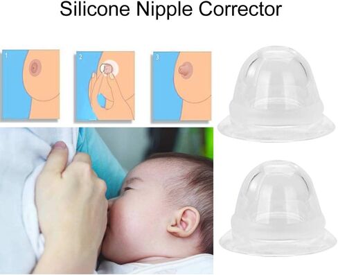 ZJchao Nipple Sucker, 1 Pair/Box Food-Grade Silicone Breastfeeding Aid Women Flat and Inverted Nipples Former Enlager Corrector in Saudi Arabia