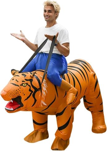 Inflatable Riding Tiger Costume Adult Tiger Blow up Cosplay Outfits Fancy Halloween Dress up Props for Unisex in Saudi Arabia