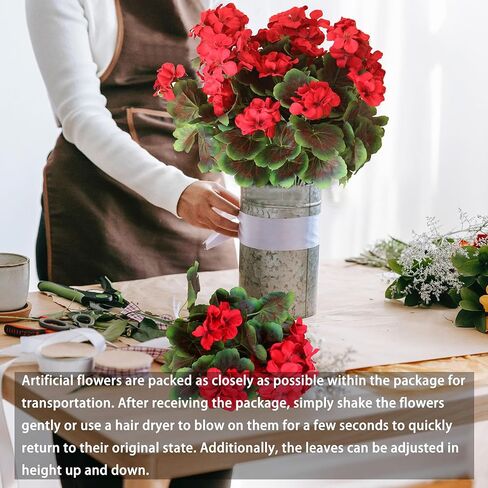 4PCS Realistic Outdoor Artificial Fake Geraniums Silk Flowers Plants, UV Resistant, No Fade, Look Real Outside Faux Plastic Greenery Red Flowers for Garden Porch Patio Window Box Hanging Planter in Kuwait